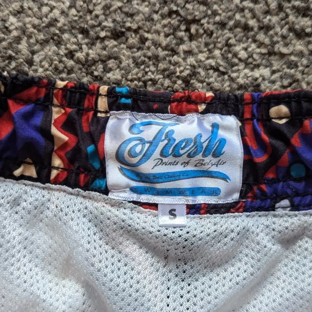 Fresh Prints of Bel-Air 90s Print Swim Trunks Size Small